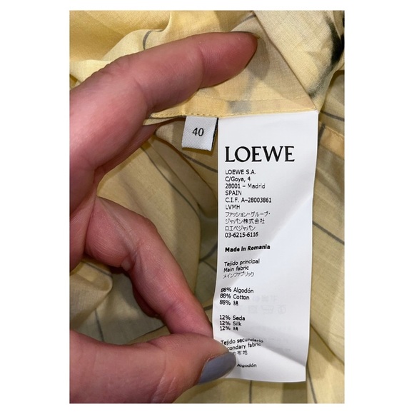 LOEWE Check Wrap Shirt Blouse Green Yellow Plaid Tunic IT 40 US 4 Cotton Silk - Picture 12 of 12